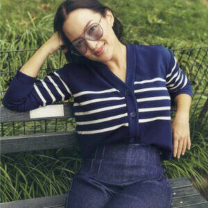 SPANX AirEssentials Cardigan in Midnight Navy Stripe